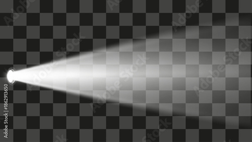 Vector illustration bright spotlight beam shines strongly on stage for theatrical event promotion design.