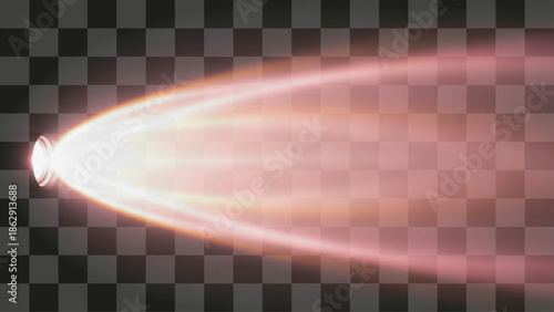 Vector illustration realistic projector spotlight beam effect on transparent background for advertising.