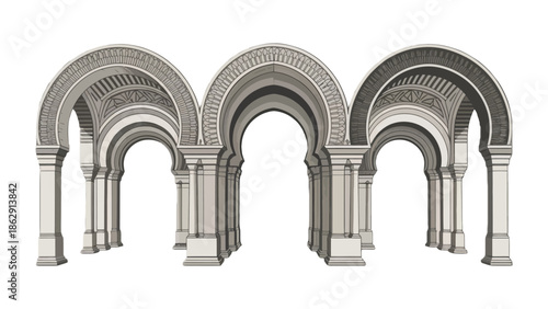 Arcade's Architectural Elegance: A majestic arcade features a series of intricately designed archways, evoking a sense of grandeur and historical charm.