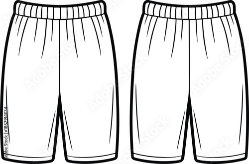 Fashion technical flat sketch of women's cropped high-waisted yoga leggings featuring a wide waistband and slim fit, front and back view.