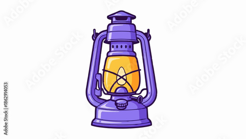A vibrant pixel art illustration of a vintage purple lantern with a warm yellow glow, isolated on white
