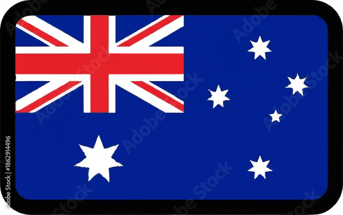 A stylized representation of the Australian flag against a dark, rounded border