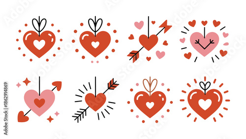 Love's Symbols: A captivating collection of heart illustrations, representing various forms of love and affection. Each heart tells a unique story, evoking feelings of warmth, romance.