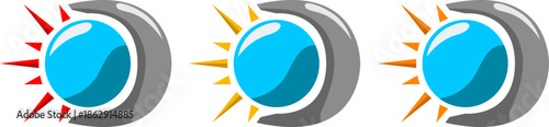Solar and Grey Moon Logo Icon with Blue Center Circle
