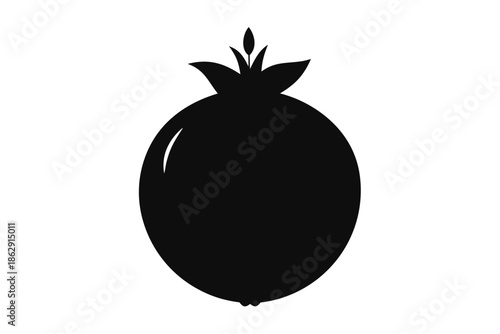 Pomegranate silhouette vector,  pomegranate fruit black symbol
