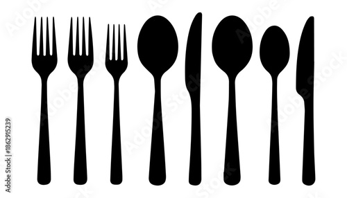 Cutlery Silhouettes in Minimal Black Line Style.