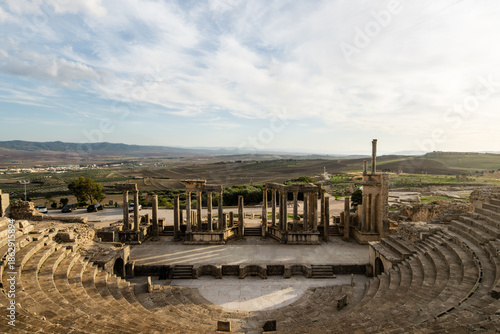 Ancient Roman ruins of the archaeological site of Dougga, Tunisia, photographed in November 2025.