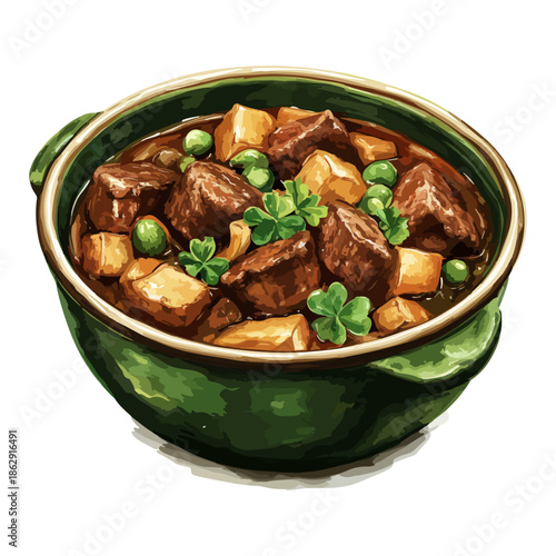 stew, ireland, st. patrick's day, festival, vector, transparent background, food, meal, vegetable, meat, dinner, vegetables, carrot, cuisine, onion, cooking, lunch, tomato, potato, hot, pot