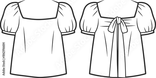 Womens strapless tiered ruffle mini dress technical fashion sketch, ruched corset bodice apparel flat sketch, party dress vector illustration for design tech pack development