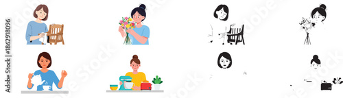 Woman hobbies and activities lifestyle scenes