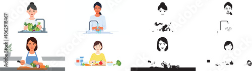 Woman preparing vegetables for cooking healthy meal