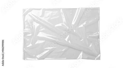 Clear Wrinkled Plastic Film Texture Isolated on White Background