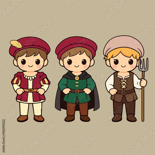 Kawaii Renaissance Boys Clipart