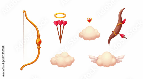 Whimsical Angel Heart and Cupid Elements Set