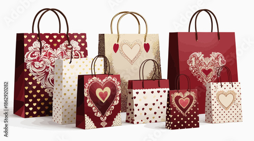 Elegant Valentine Gift Shopping Bags Collection