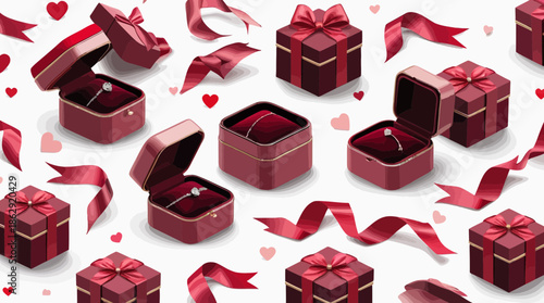 Elegant Engagement Ring Box and Ribbon Pattern