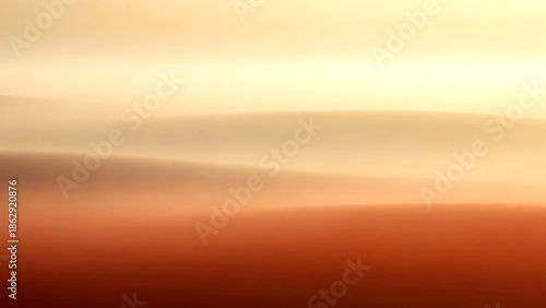 Serene landscape at sunset with layered clouds and warm hues