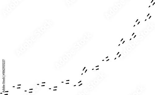 Vector Silhouette of Wild Rabbit or Hare Tracks | Seamless Bounding Trail Footprint Pattern on transparent Background, three line footprint