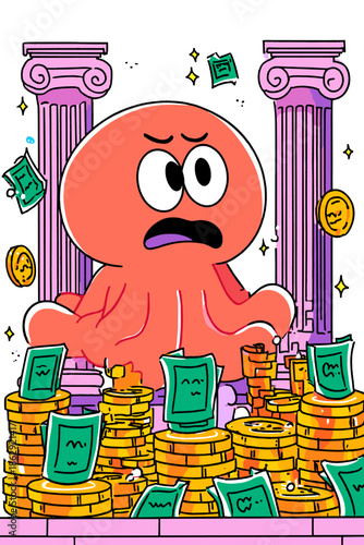 Angry Octopus in a Ruined Temple Setting