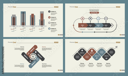 Four Production Charts Slide Templates Set