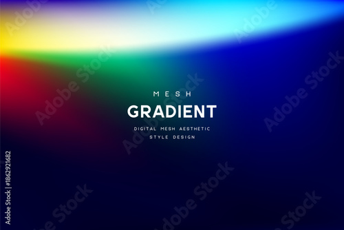 Abstract vector background with horizontal multicolored mesh gradient. Colorful digital illustration with vibrant light effects and smooth transitions for futuristic web banners and posters.