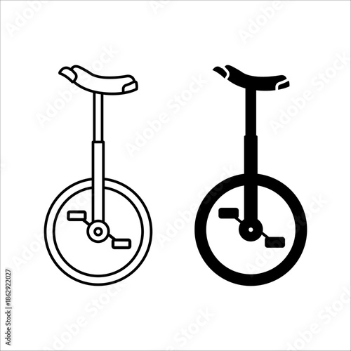 Unicycle icon and symbol design with editable strokes