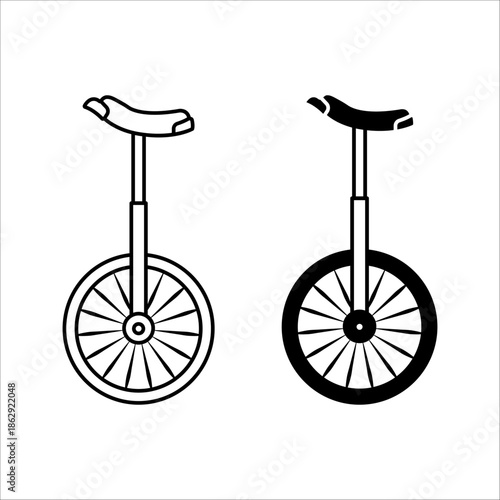 Unicycle icon set, Monocycle icon, juggler cycle thin line vector illustration on white background
