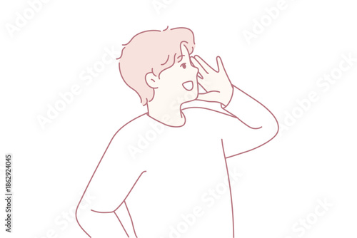 Vivid gesture expressing urgent community message, Dynamic stance with open mouth delivering rallying cry, An energetic figure with raised hand and open mouth advocating strongly for community causes