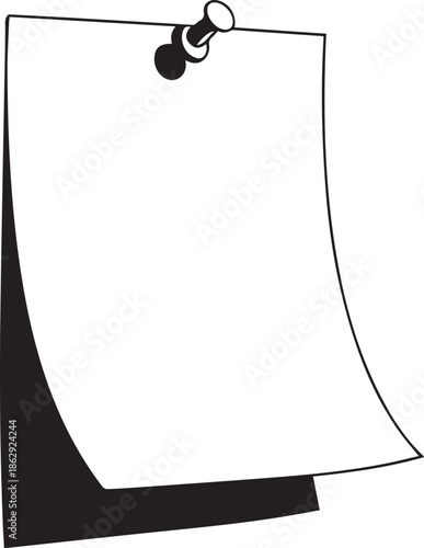 Blank Paper Note Pinned on Wall Minimal Illustration