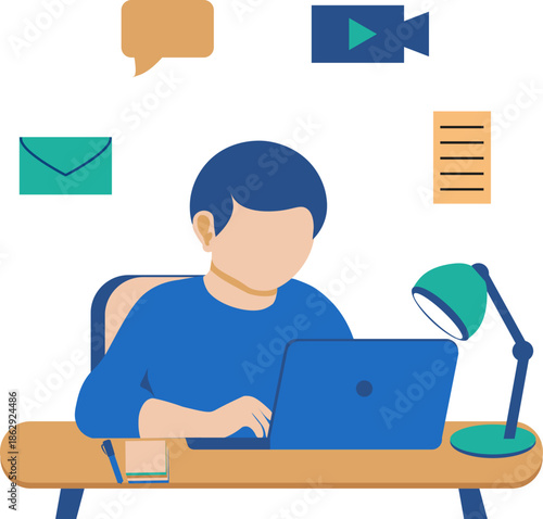 Multitasking at work illustration. Flat vector illustration of multitasking, handling multiple business tasks at once