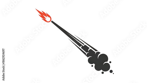 A stylized illustration features a match striking with flame, its trail leaving smoke. The design is minimalist, with a limited color palette