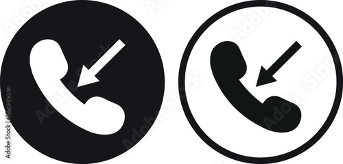 Incoming call icon set in two styles . Phone call icon . Vector illustration