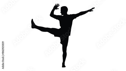 Dynamic silhouette of a person mid air in a joyful energetic pose