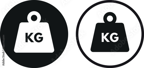 Kilogram weight icon set in two styles . Weight icon . Kilogram icon . Vector illustration