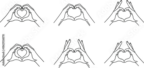 Hands forming heart shapes in various gestures
