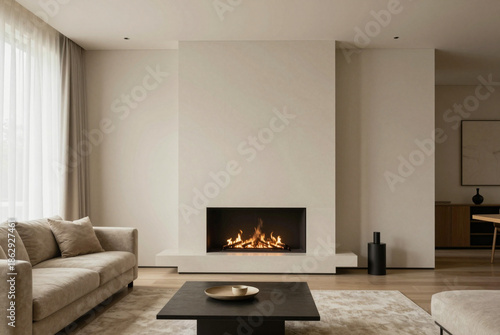 Living room filled with furniture and a fire place.