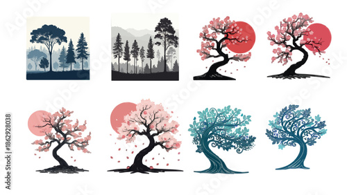 Silhouette image of a set of tree