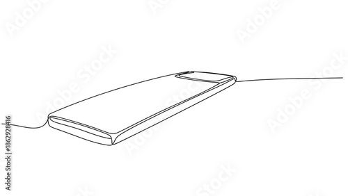 Minimalist smartphone design lying on a flat surface with cable  