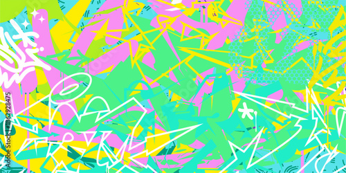 Trendy Colorful Abstract Urban Style Hiphop Graffiti Street Art Vector Illustration Background