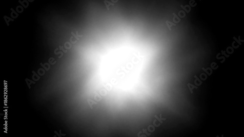A bright light radiates from the center in a dark, abstract, eps scene viewed from directly ahead.