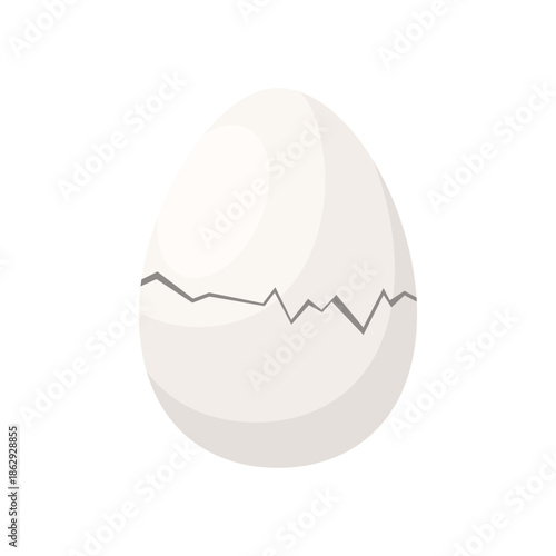 Crack, damage and break on hens white egg when incubator chick born vector illustration