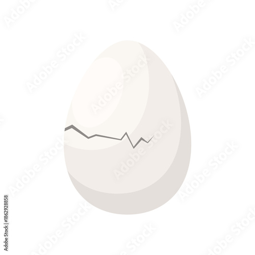Cracking through fragile shell of white natural farm egg vector illustration