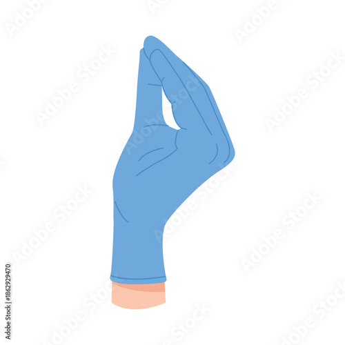 Hand of doctor in surgical glove showing Italian Che vuoi gesture, pinched fingers vector illustration