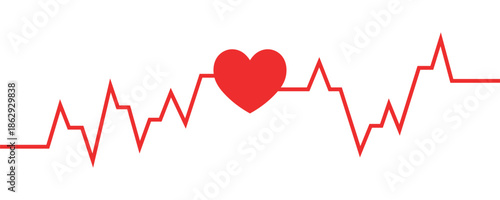 Heart pulse line icon, cardiology love heartbeat symbol