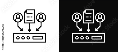 Data Collection icon set black and white