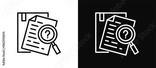 Investigation icon set black and white