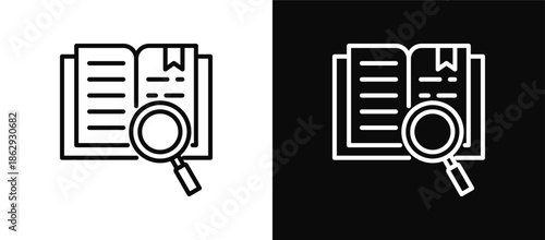 Literature Review icon set black and white