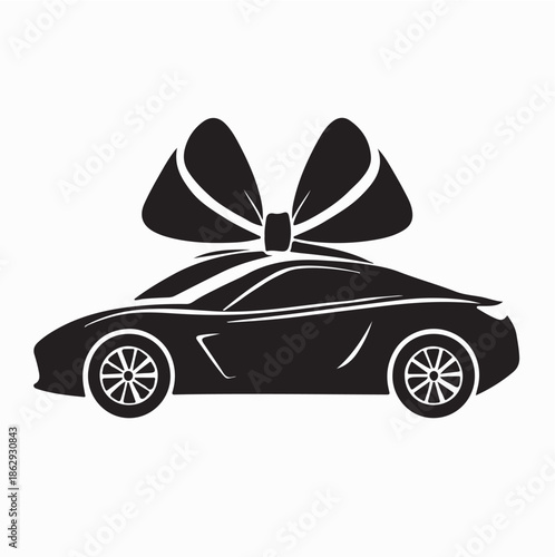 Car Gift Bow Logo Vector. Car Gift Bow Logo Illustration on white Background