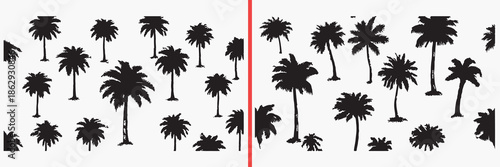 palm tree silhouettes, tropical tree illustration, beach palm vector, summer nature graphics, island tree clipart, exotic plant silhouettes, palm tree icon set, tropical landscape art, vacation design