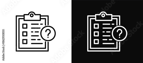 Questionnaire icon set black and white